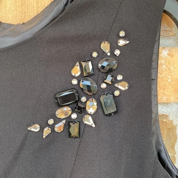 Size 8P, Black Evan Picone, sleeveless dress with beading. - Picture 2 of 5